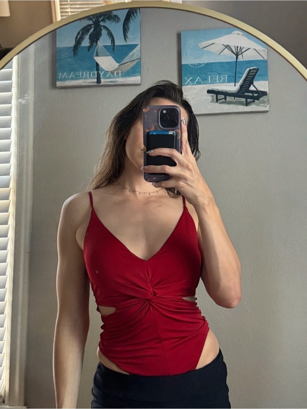 Express Red Stretch Tank Bodysuit